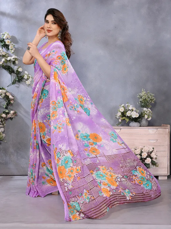 Floral_Print_Georgette_saree_with_Unstitched_Blouse_Piece