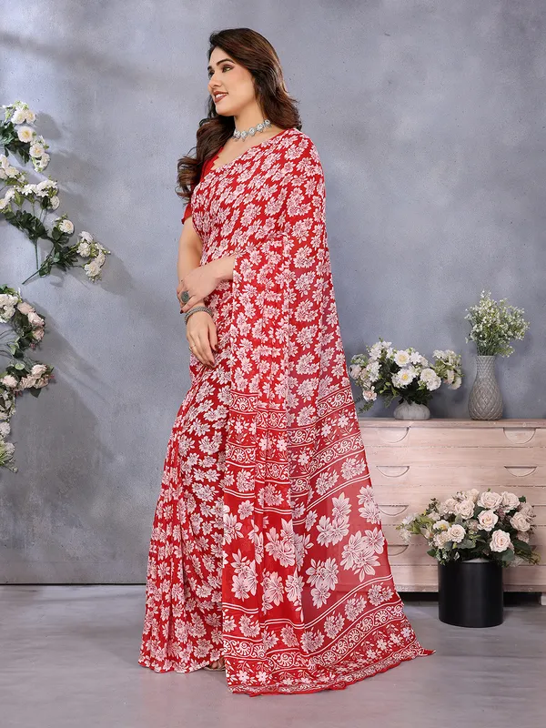 Floral_Print_Georgette_saree_with_Unstitched_Blouse_Piece