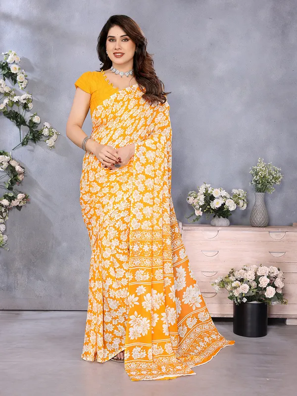 Floral_Print_Georgette_saree_with_Unstitched_Blouse_Piece