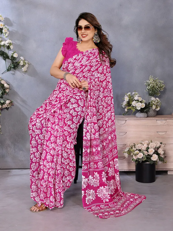 Floral_Print_Georgette_saree_with_Unstitched_Blouse_Piece