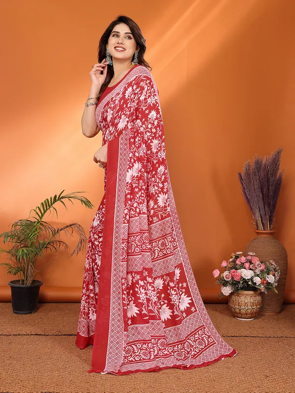 Floral_Print_Georgette_saree_with_Unstitched_Blouse_Piece