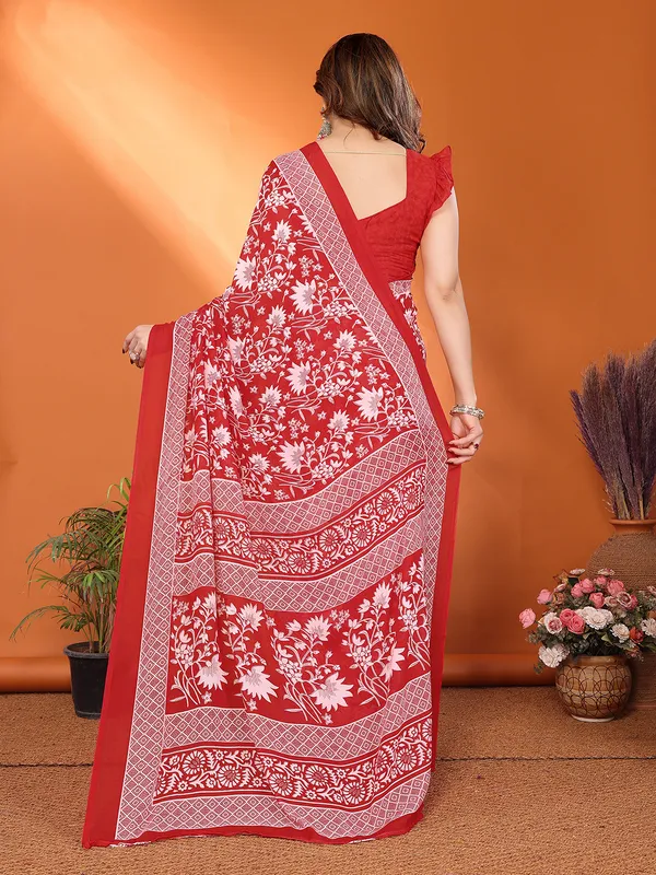 Floral_Print_Georgette_saree_with_Unstitched_Blouse_Piece