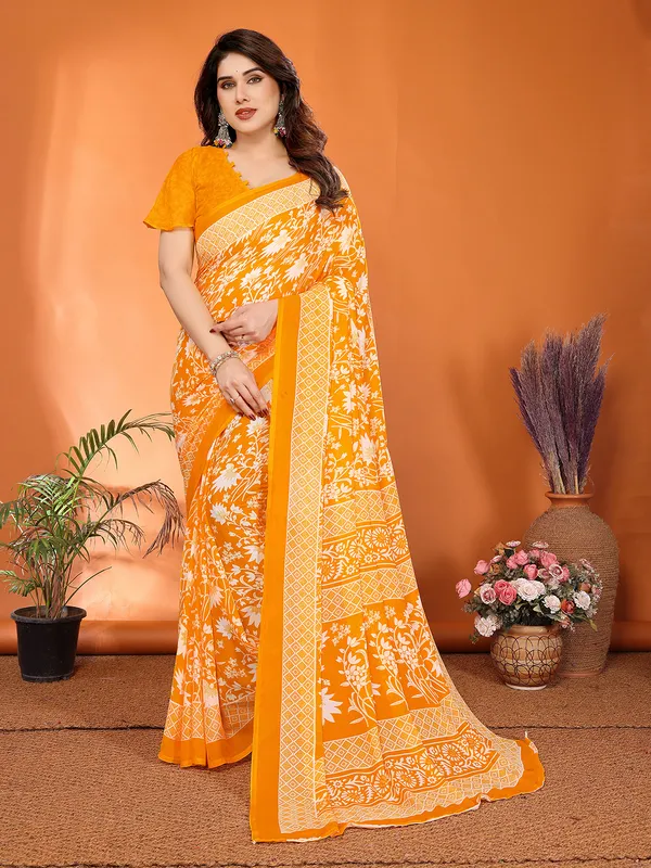 Floral_Print_Georgette_saree_with_Unstitched_Blouse_Piece