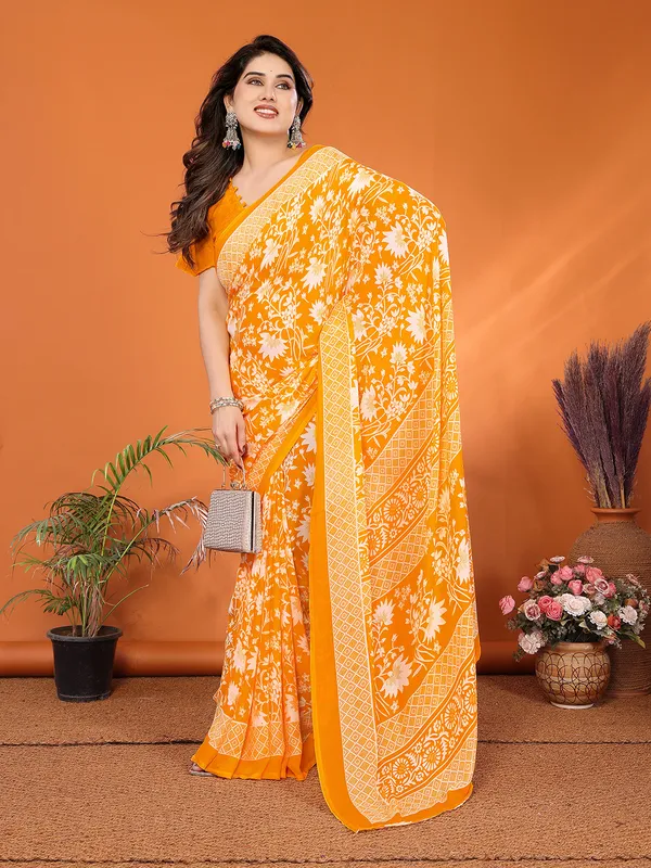 Floral_Print_Georgette_saree_with_Unstitched_Blouse_Piece