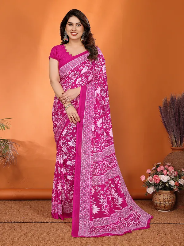Floral_Print_Georgette_saree_with_Unstitched_Blouse_Piece