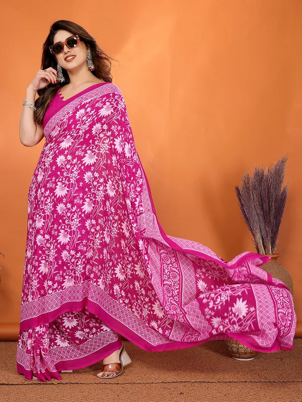 Floral_Print_Georgette_saree_with_Unstitched_Blouse_Piece