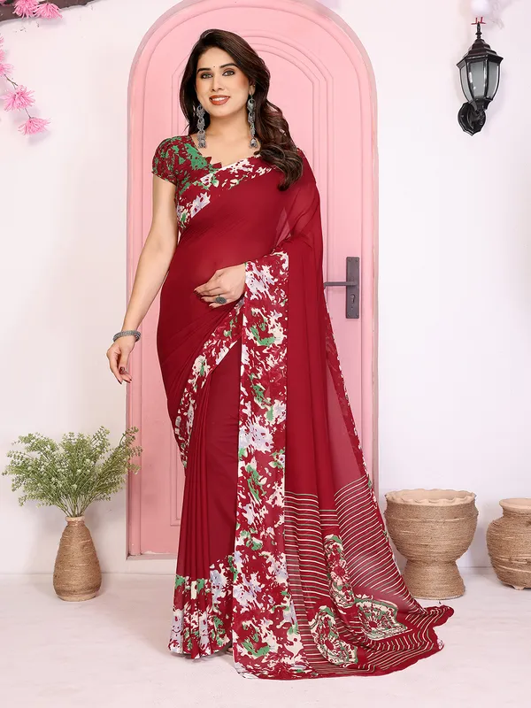 Floral_Print_Georgette_saree_with_Unstitched_Blouse_Piece