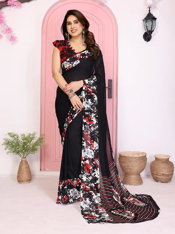 Floral_Print_Georgette_saree_with_Unstitched_Blouse_Piece