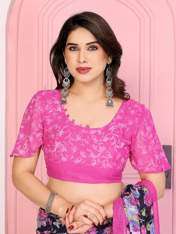 Floral_Print_Georgette_saree_with_Unstitched_Blouse_Piece