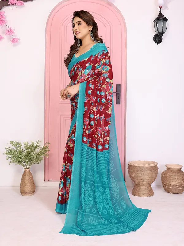 Floral_Print_Georgette_saree_with_Unstitched_Blouse_Piece