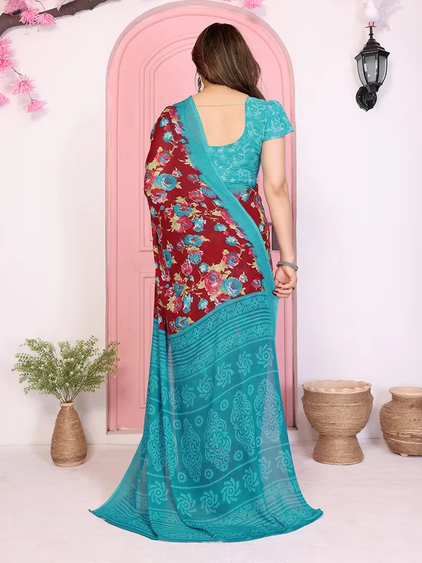 Floral_Print_Georgette_saree_with_Unstitched_Blouse_Piece