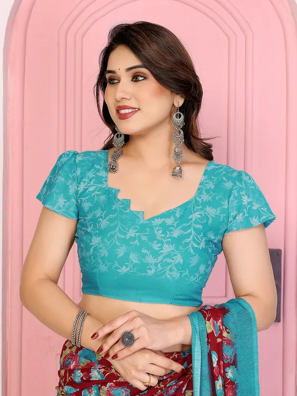 Floral_Print_Georgette_saree_with_Unstitched_Blouse_Piece