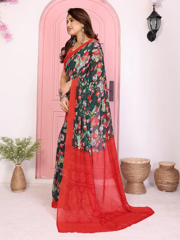 Floral_Print_Georgette_saree_with_Unstitched_Blouse_Piece
