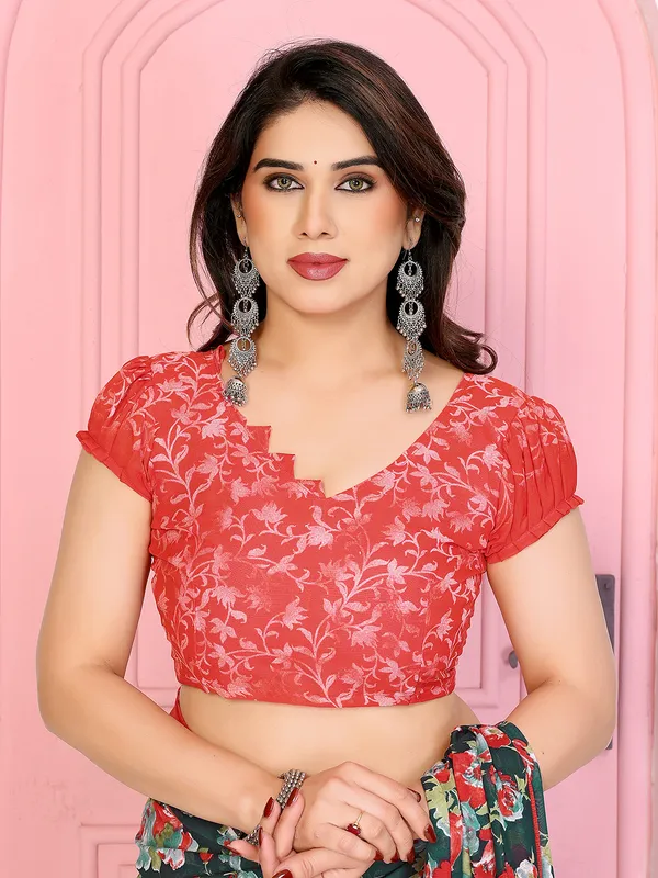 Floral_Print_Georgette_saree_with_Unstitched_Blouse_Piece