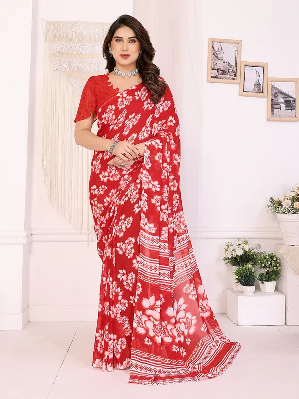Floral_Print_Georgette_saree_with_Unstitched_Blouse_Piece