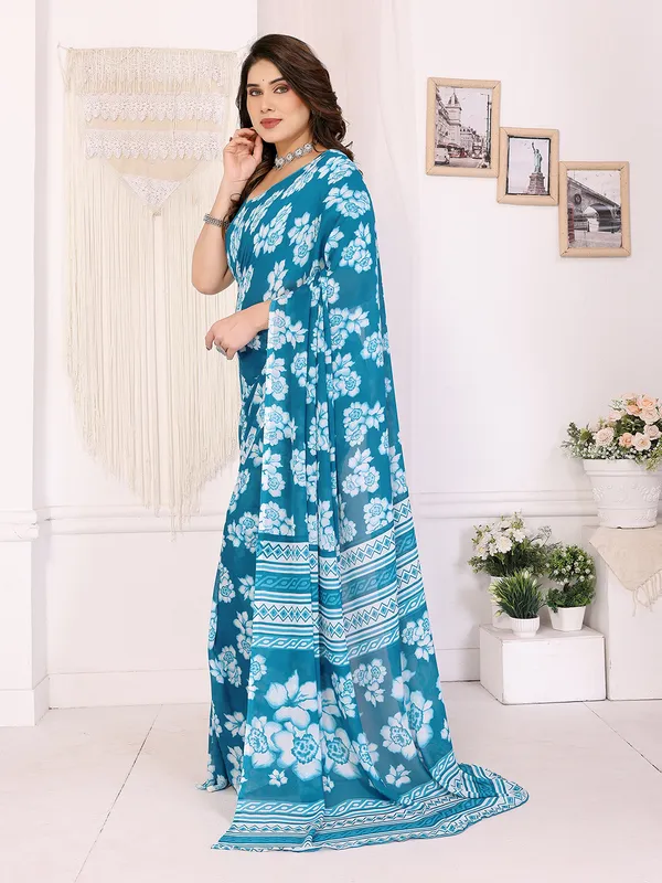Floral_Print_Georgette_saree_with_Unstitched_Blouse_Piece