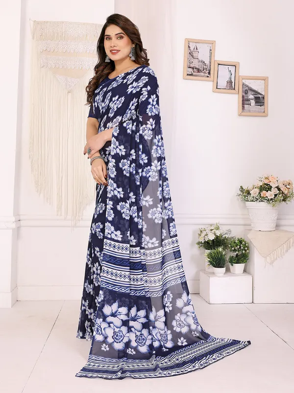 Floral_Print_Georgette_saree_with_Unstitched_Blouse_Piece