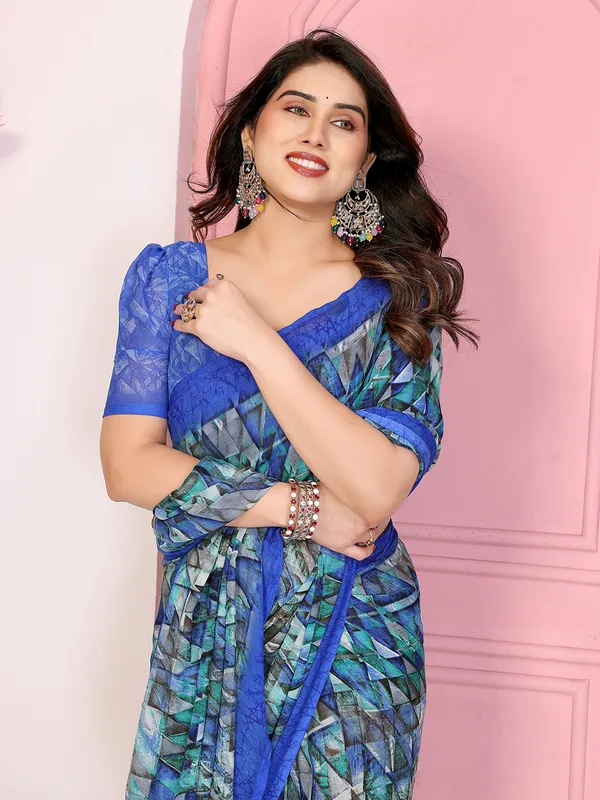 Floral_Print_Georgette_saree_with_Unstitched_Blouse_Piece