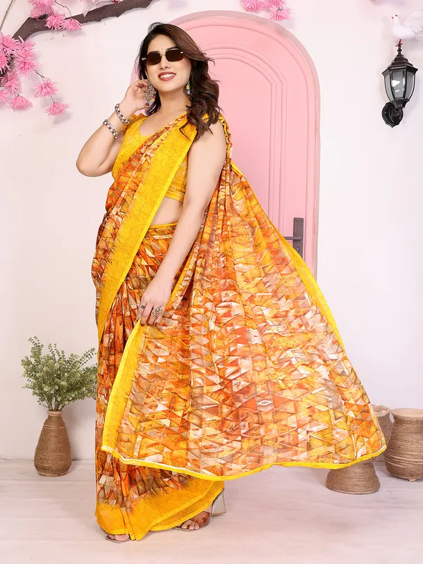 Floral_Print_Georgette_saree_with_Unstitched_Blouse_Piece