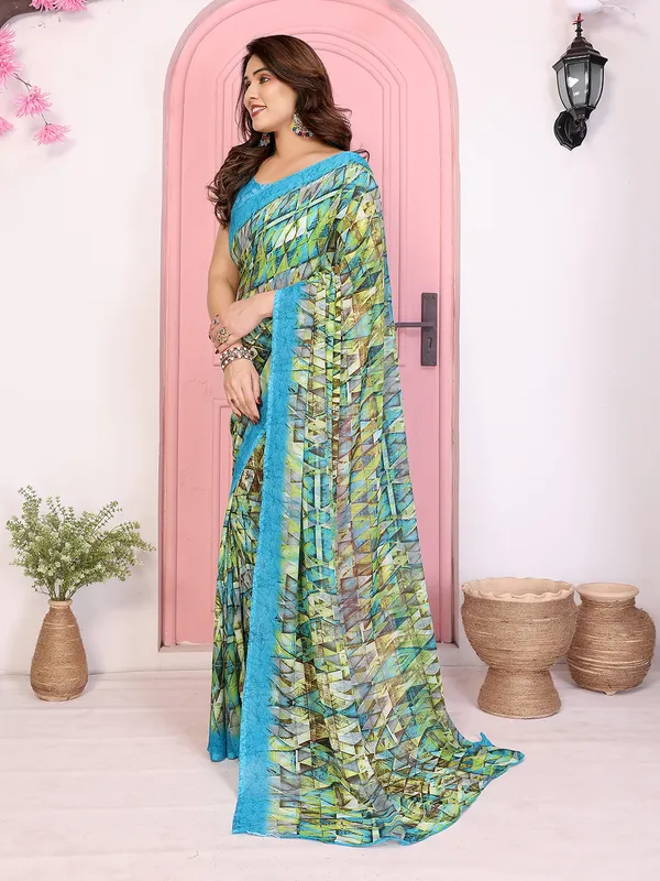 Floral_Print_Georgette_saree_with_Unstitched_Blouse_Piece