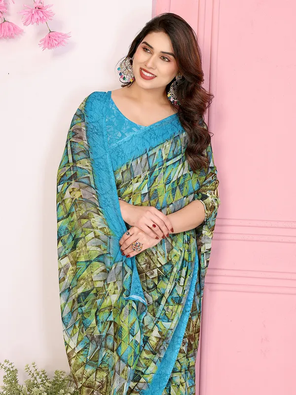 Floral_Print_Georgette_saree_with_Unstitched_Blouse_Piece