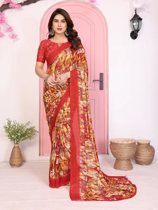Floral_Print_Georgette_saree_with_Unstitched_Blouse_Piece