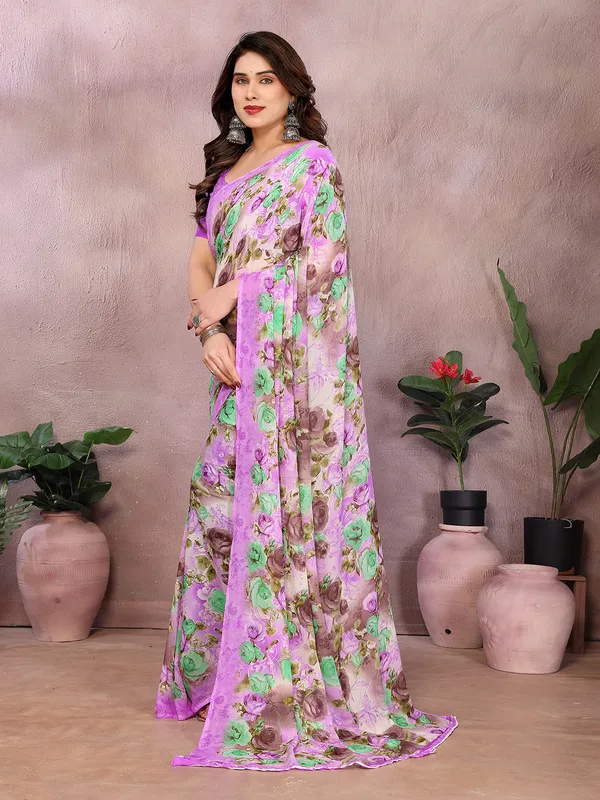 Floral_Print_Georgette_saree_with_Unstitched_Blouse_Piece