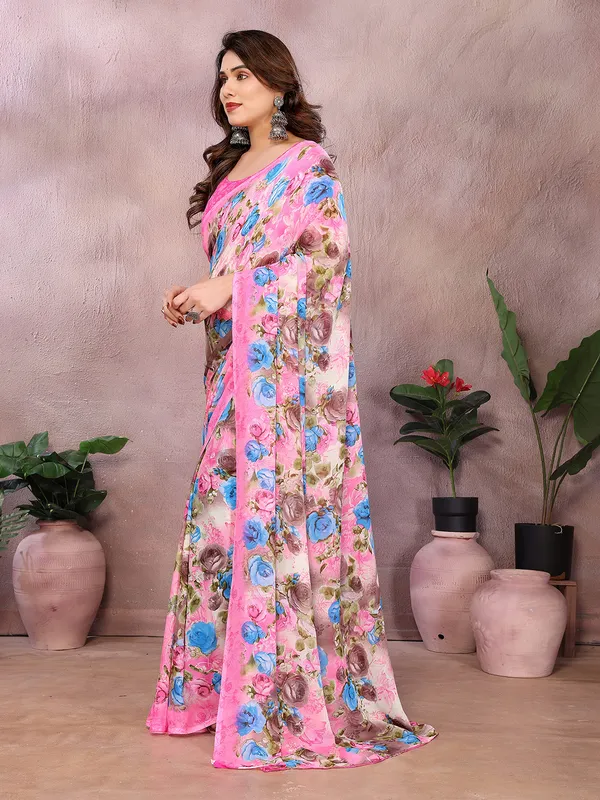 Floral_Print_Georgette_saree_with_Unstitched_Blouse_Piece