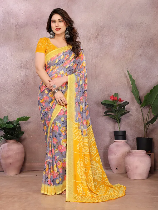 Floral_Print_Georgette_saree_with_Unstitched_Blouse_Piece