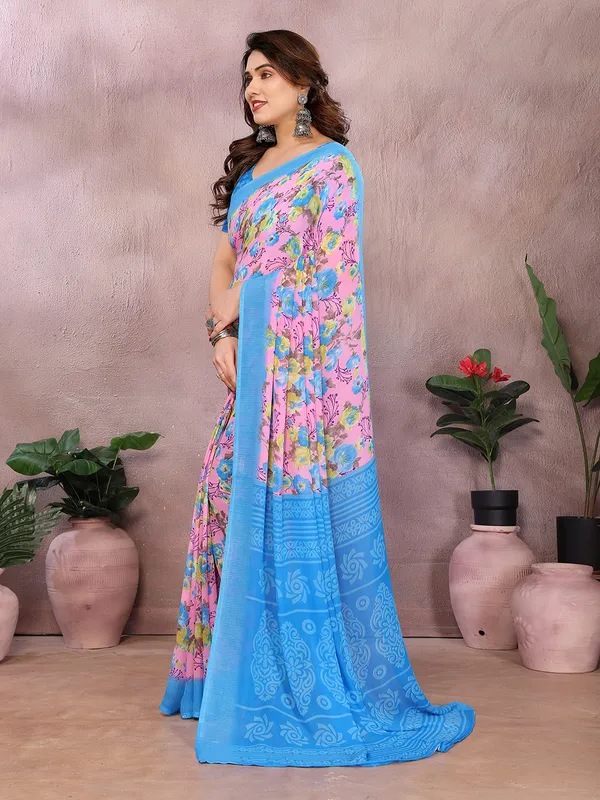 Floral_Print_Georgette_saree_with_Unstitched_Blouse_Piece