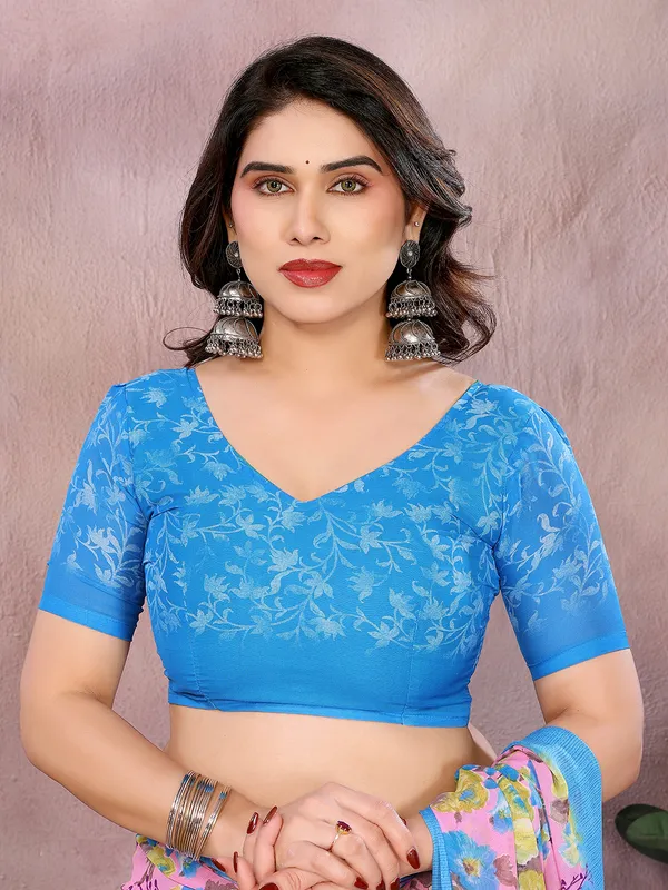 Floral_Print_Georgette_saree_with_Unstitched_Blouse_Piece