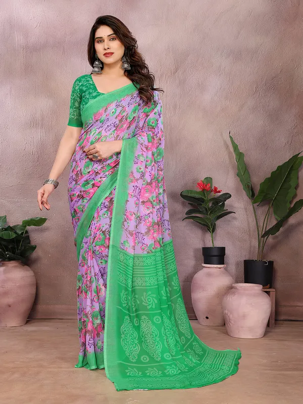 Floral_Print_Georgette_saree_with_Unstitched_Blouse_Piece