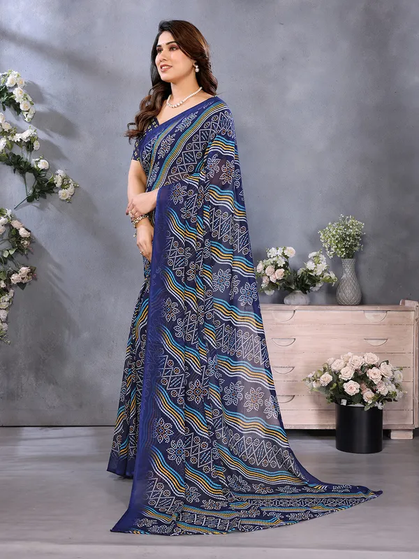 Ombre,_Paisley,_Printed_Bandhani_Georgette_Saree_(Blue)