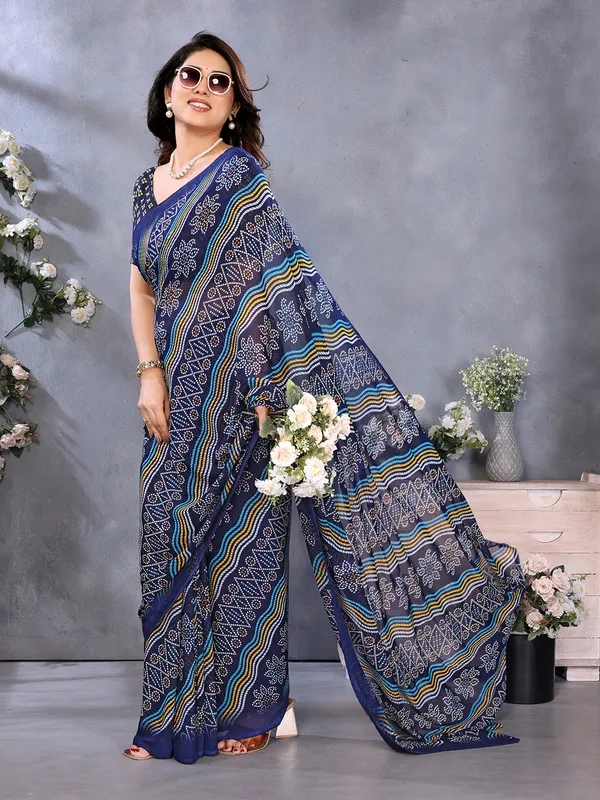 Ombre,_Paisley,_Printed_Bandhani_Georgette_Saree_(Blue)