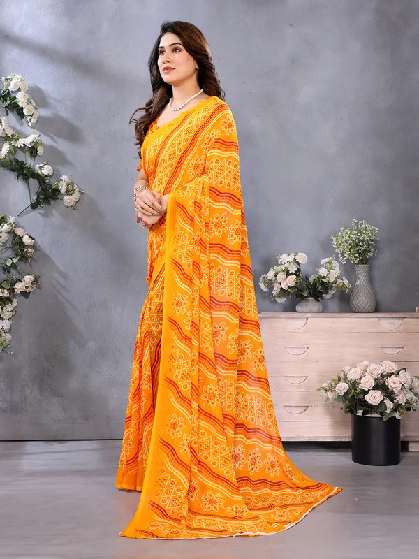 Ombre,_Paisley,_Printed_Bandhani_Georgette_Saree_(Yellow)