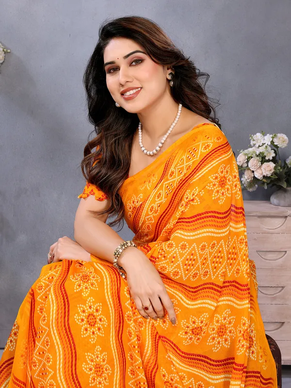 Ombre,_Paisley,_Printed_Bandhani_Georgette_Saree_(Yellow)