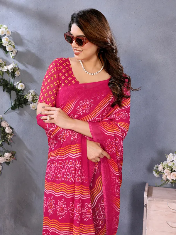 Ombre,_Paisley,_Printed_Bandhani_Georgette_Saree_(Pink)