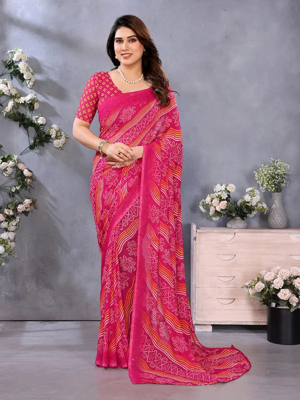 Ombre,_Paisley,_Printed_Bandhani_Georgette_Saree_(Pink)