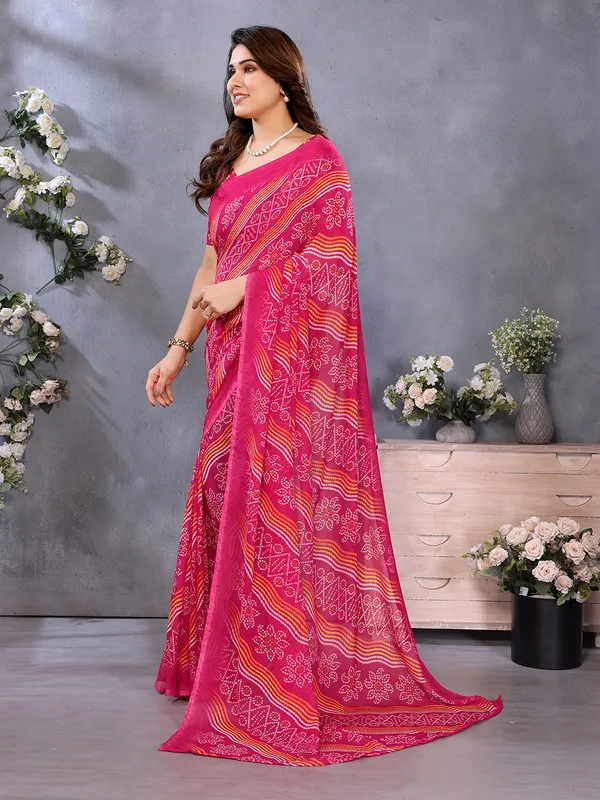 Ombre,_Paisley,_Printed_Bandhani_Georgette_Saree_(Pink)