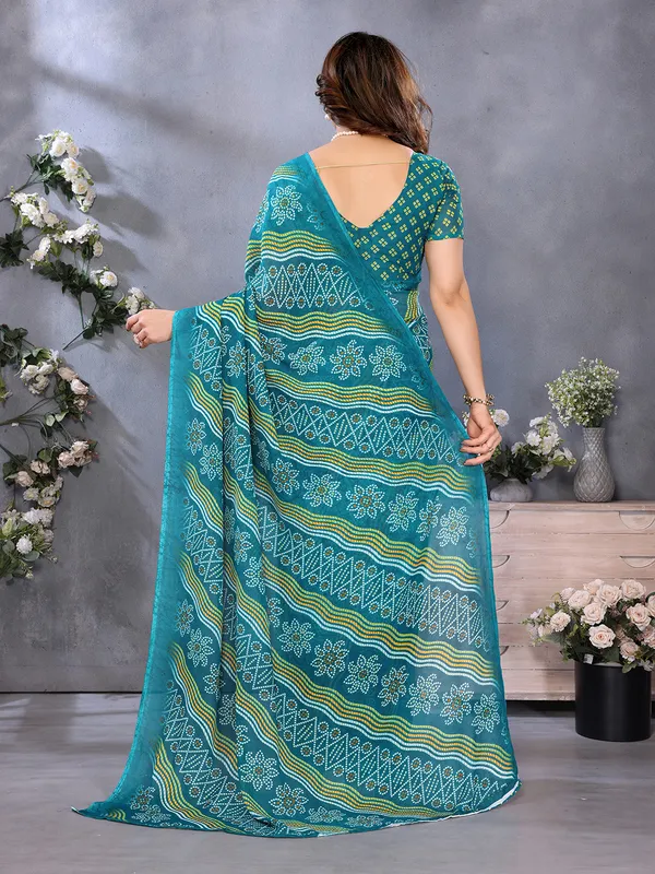 Ombre,_Paisley,_Printed_Bandhani_Georgette_Saree_(Rama)