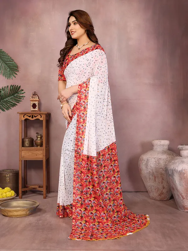 Floral_Print_Daily_Wear_Georgette_Saree��(White,_Red)