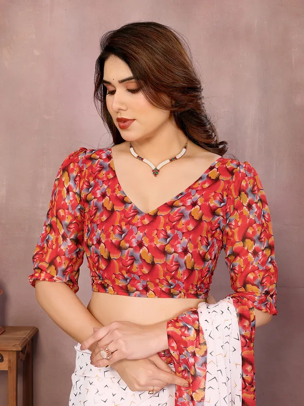 Floral_Print_Daily_Wear_Georgette_Saree��(White,_Red)