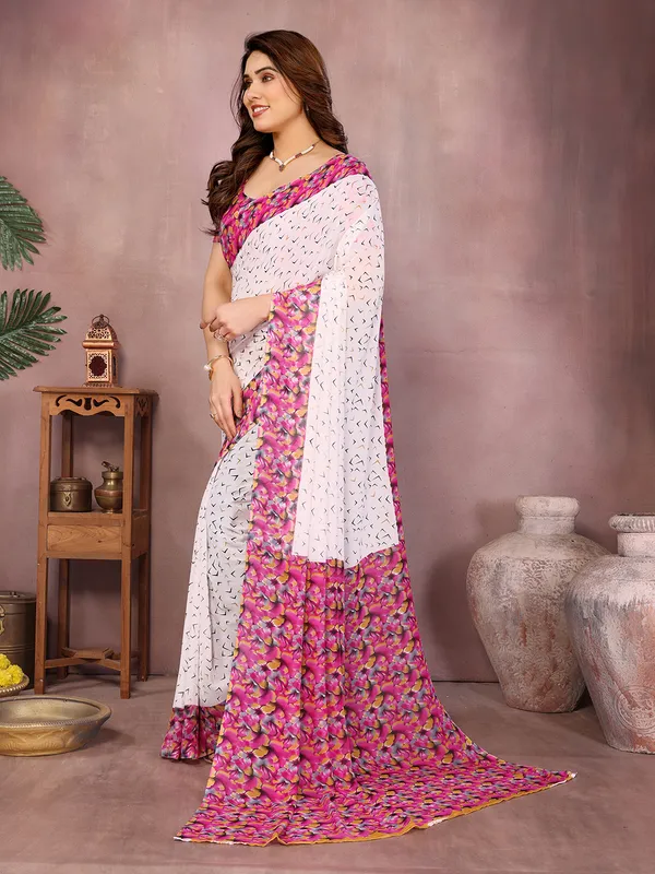 Floral_Print_Daily_Wear_Georgette_Saree��(White,_Pink)