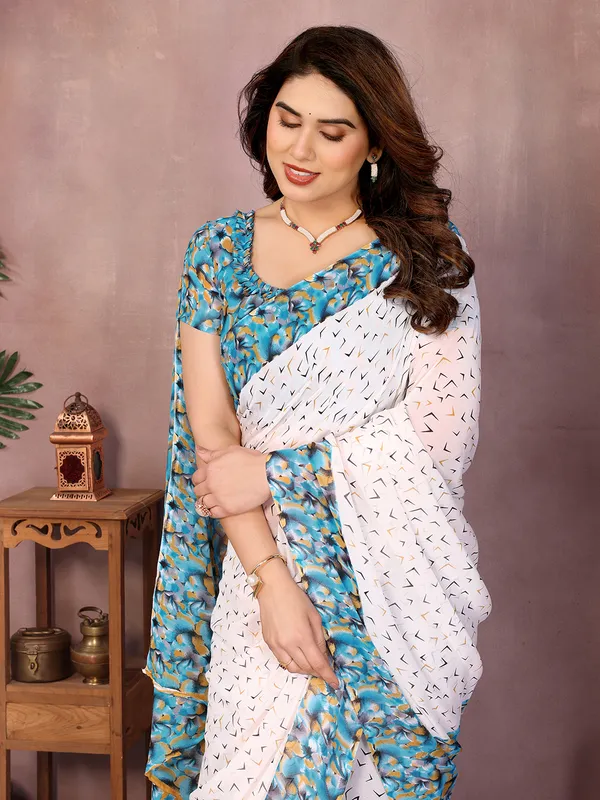 Floral_Print_Daily_Wear_Georgette_Saree��(White,_Rama)