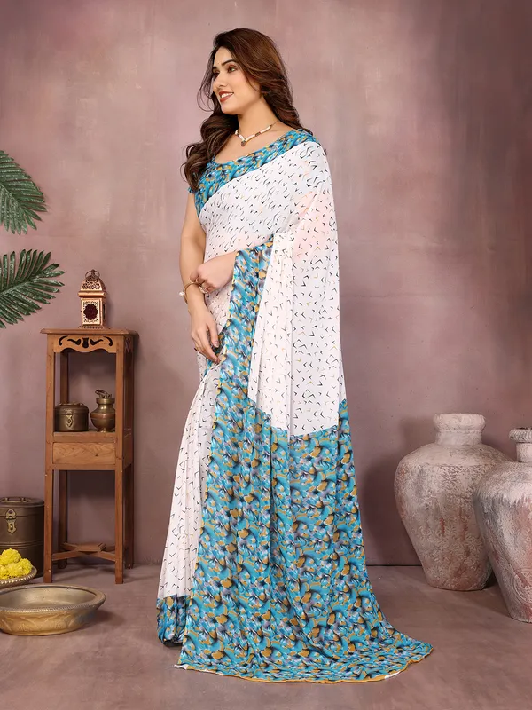 Floral_Print_Daily_Wear_Georgette_Saree��(White,_Rama)