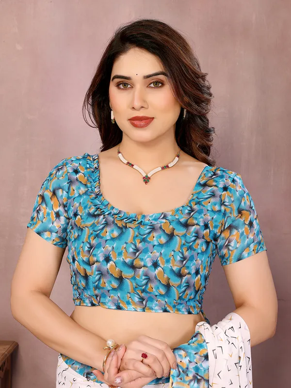 Floral_Print_Daily_Wear_Georgette_Saree��(White,_Rama)