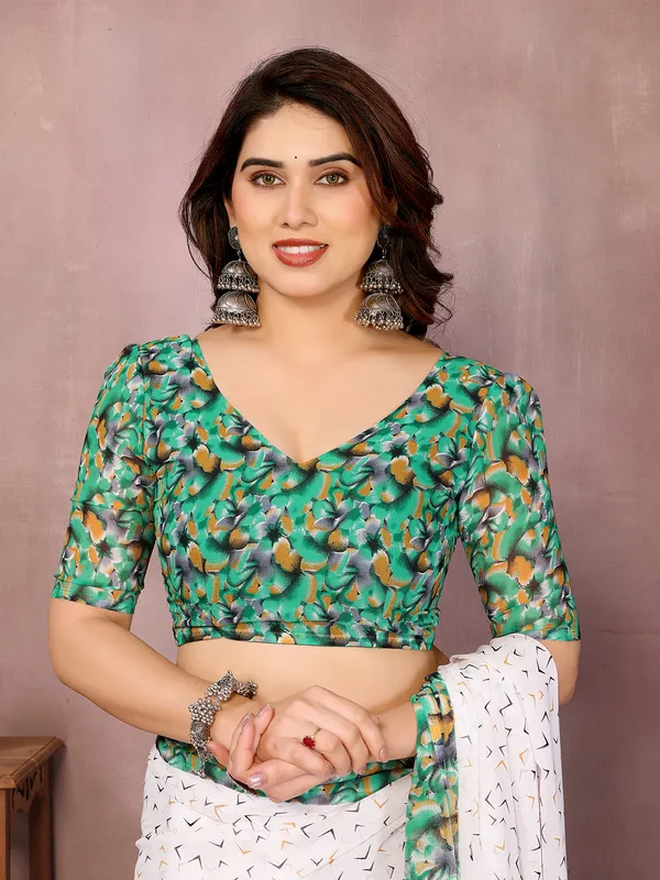 Floral_Print_Daily_Wear_Georgette_Saree��(White,_Green)