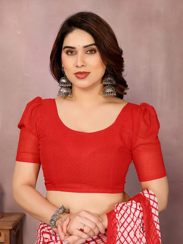 Printed_Daily_Wear_Georgette_Saree��(Red)