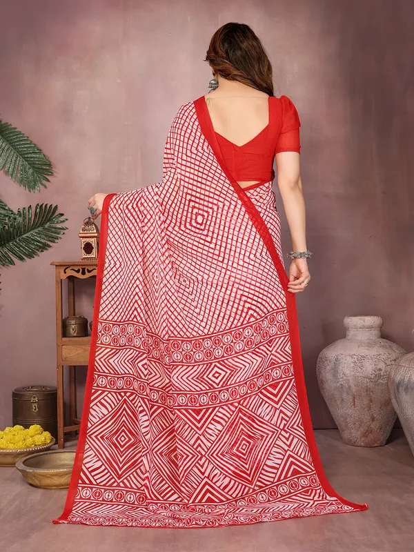 Printed_Daily_Wear_Georgette_Saree��(Red)