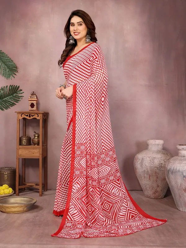 Printed_Daily_Wear_Georgette_Saree��(Red)